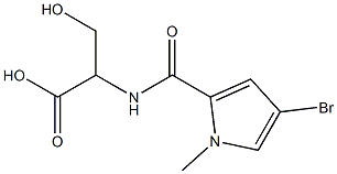 2-[(4-bromo-1-methyl-1H-pyrrol-2-yl)formamido]-3-hydroxypropanoic acid Struktur