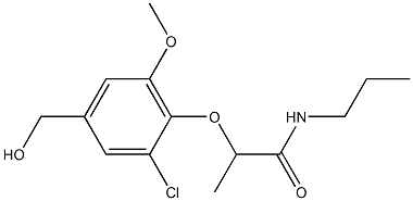 2-[2-chloro-4-(hydroxymethyl)-6-methoxyphenoxy]-N-propylpropanamide Struktur