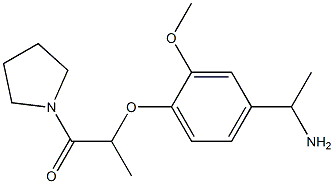 2-[4-(1-aminoethyl)-2-methoxyphenoxy]-1-(pyrrolidin-1-yl)propan-1-one Struktur