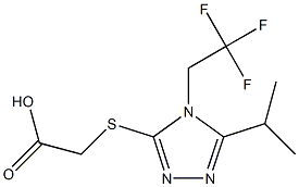 2-{[5-(propan-2-yl)-4-(2,2,2-trifluoroethyl)-4H-1,2,4-triazol-3-yl]sulfanyl}acetic acid Struktur