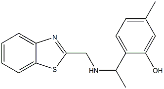 2-{1-[(1,3-benzothiazol-2-ylmethyl)amino]ethyl}-5-methylphenol Struktur