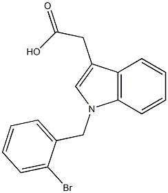 2-{1-[(2-bromophenyl)methyl]-1H-indol-3-yl}acetic acid Struktur