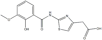 2-{2-[(2-hydroxy-3-methoxybenzene)amido]-1,3-thiazol-4-yl}acetic acid Struktur