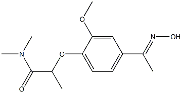 2-{4-[1-(hydroxyimino)ethyl]-2-methoxyphenoxy}-N,N-dimethylpropanamide Struktur