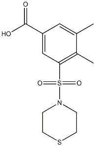 3,4-dimethyl-5-(thiomorpholine-4-sulfonyl)benzoic acid Struktur