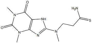 3-[(1,3-dimethyl-2,6-dioxo-2,3,6,7-tetrahydro-1H-purin-8-yl)(methyl)amino]propanethioamide Struktur