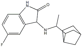 3-[(1-{bicyclo[2.2.1]heptan-2-yl}ethyl)amino]-5-fluoro-2,3-dihydro-1H-indol-2-one Struktur