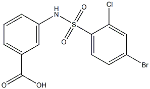 3-[(4-bromo-2-chlorobenzene)sulfonamido]benzoic acid Struktur