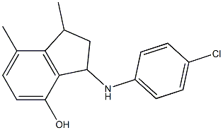 3-[(4-chlorophenyl)amino]-1,7-dimethyl-2,3-dihydro-1H-inden-4-ol Struktur