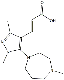 3-[1,3-dimethyl-5-(4-methyl-1,4-diazepan-1-yl)-1H-pyrazol-4-yl]prop-2-enoic acid Struktur