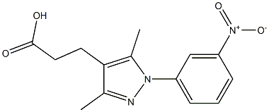 3-[3,5-dimethyl-1-(3-nitrophenyl)-1H-pyrazol-4-yl]propanoic acid Struktur