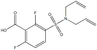 3-[bis(prop-2-en-1-yl)sulfamoyl]-2,6-difluorobenzoic acid Struktur