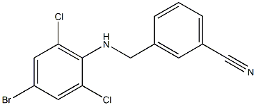 3-{[(4-bromo-2,6-dichlorophenyl)amino]methyl}benzonitrile Struktur