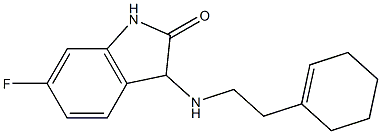 3-{[2-(cyclohex-1-en-1-yl)ethyl]amino}-6-fluoro-2,3-dihydro-1H-indol-2-one Struktur