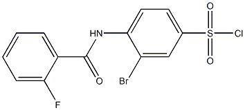 3-bromo-4-[(2-fluorobenzene)amido]benzene-1-sulfonyl chloride Struktur