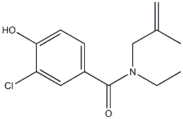 3-chloro-N-ethyl-4-hydroxy-N-(2-methylprop-2-en-1-yl)benzamide Struktur