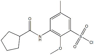 3-cyclopentaneamido-2-methoxy-5-methylbenzene-1-sulfonyl chloride Struktur