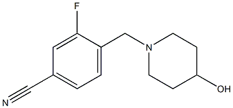 3-fluoro-4-[(4-hydroxypiperidin-1-yl)methyl]benzonitrile Struktur