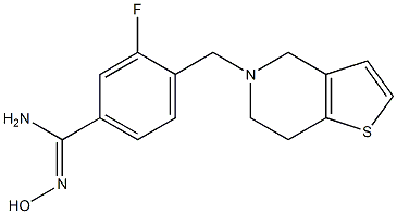 3-fluoro-N'-hydroxy-4-{4H,5H,6H,7H-thieno[3,2-c]pyridin-5-ylmethyl}benzene-1-carboximidamide Struktur