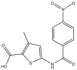 3-methyl-5-[(4-nitrobenzene)amido]thiophene-2-carboxylic acid Struktur