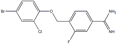 4-(4-bromo-2-chlorophenoxymethyl)-3-fluorobenzene-1-carboximidamide Struktur