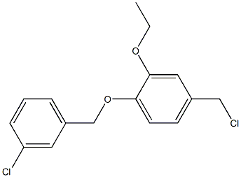 4-(chloromethyl)-1-[(3-chlorophenyl)methoxy]-2-ethoxybenzene Struktur