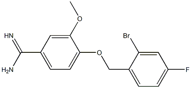 4-[(2-bromo-4-fluorophenyl)methoxy]-3-methoxybenzene-1-carboximidamide Struktur