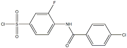 4-[(4-chlorobenzene)amido]-3-fluorobenzene-1-sulfonyl chloride Struktur