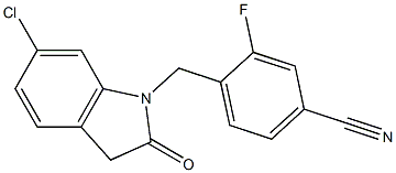 4-[(6-chloro-2-oxo-2,3-dihydro-1H-indol-1-yl)methyl]-3-fluorobenzonitrile Struktur