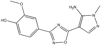 4-[5-(5-amino-1-methyl-1H-pyrazol-4-yl)-1,2,4-oxadiazol-3-yl]-2-methoxyphenol Struktur