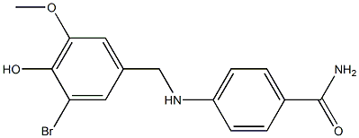 4-{[(3-bromo-4-hydroxy-5-methoxyphenyl)methyl]amino}benzamide Struktur