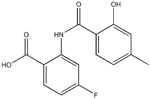 4-fluoro-2-[(2-hydroxy-4-methylbenzene)amido]benzoic acid Struktur