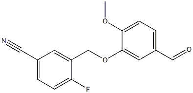 4-fluoro-3-[(5-formyl-2-methoxyphenoxy)methyl]benzonitrile Struktur