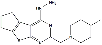 4-hydrazino-2-[(4-methylpiperidin-1-yl)methyl]-6,7-dihydro-5H-cyclopenta[4,5]thieno[2,3-d]pyrimidine Struktur