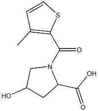 4-hydroxy-1-[(3-methylthien-2-yl)carbonyl]pyrrolidine-2-carboxylic acid Struktur