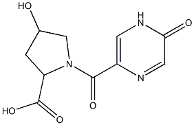 4-hydroxy-1-[(5-oxo-4,5-dihydropyrazin-2-yl)carbonyl]pyrrolidine-2-carboxylic acid Struktur