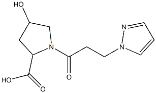 4-hydroxy-1-[3-(1H-pyrazol-1-yl)propanoyl]pyrrolidine-2-carboxylic acid Struktur