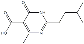 4-methyl-2-(3-methylbutyl)-6-oxo-1,6-dihydropyrimidine-5-carboxylic acid Struktur