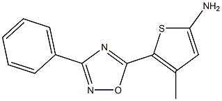 4-methyl-5-(3-phenyl-1,2,4-oxadiazol-5-yl)thiophen-2-amine Struktur