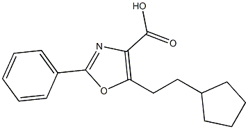 5-(2-cyclopentylethyl)-2-phenyl-1,3-oxazole-4-carboxylic acid Struktur