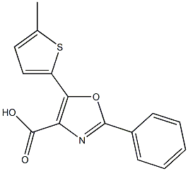 5-(5-methylthiophen-2-yl)-2-phenyl-1,3-oxazole-4-carboxylic acid Struktur