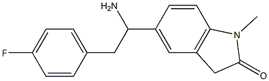 5-[1-amino-2-(4-fluorophenyl)ethyl]-1-methyl-2,3-dihydro-1H-indol-2-one Struktur