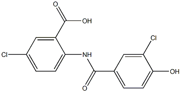 5-chloro-2-[(3-chloro-4-hydroxybenzene)amido]benzoic acid Struktur