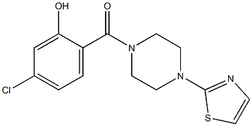 5-chloro-2-{[4-(1,3-thiazol-2-yl)piperazin-1-yl]carbonyl}phenol Struktur