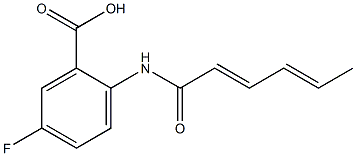 5-fluoro-2-(hexa-2,4-dienamido)benzoic acid Struktur