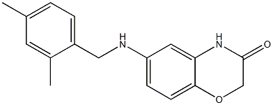 6-{[(2,4-dimethylphenyl)methyl]amino}-3,4-dihydro-2H-1,4-benzoxazin-3-one Struktur