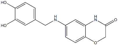 6-{[(3,4-dihydroxyphenyl)methyl]amino}-3,4-dihydro-2H-1,4-benzoxazin-3-one Struktur