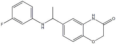 6-{1-[(3-fluorophenyl)amino]ethyl}-3,4-dihydro-2H-1,4-benzoxazin-3-one Struktur