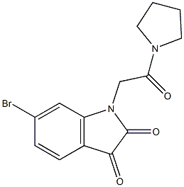 6-bromo-1-[2-oxo-2-(pyrrolidin-1-yl)ethyl]-2,3-dihydro-1H-indole-2,3-dione Struktur