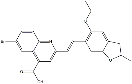 6-bromo-2-[(E)-2-(5-ethoxy-2-methyl-2,3-dihydro-1-benzofuran-6-yl)vinyl]quinoline-4-carboxylic acid Struktur